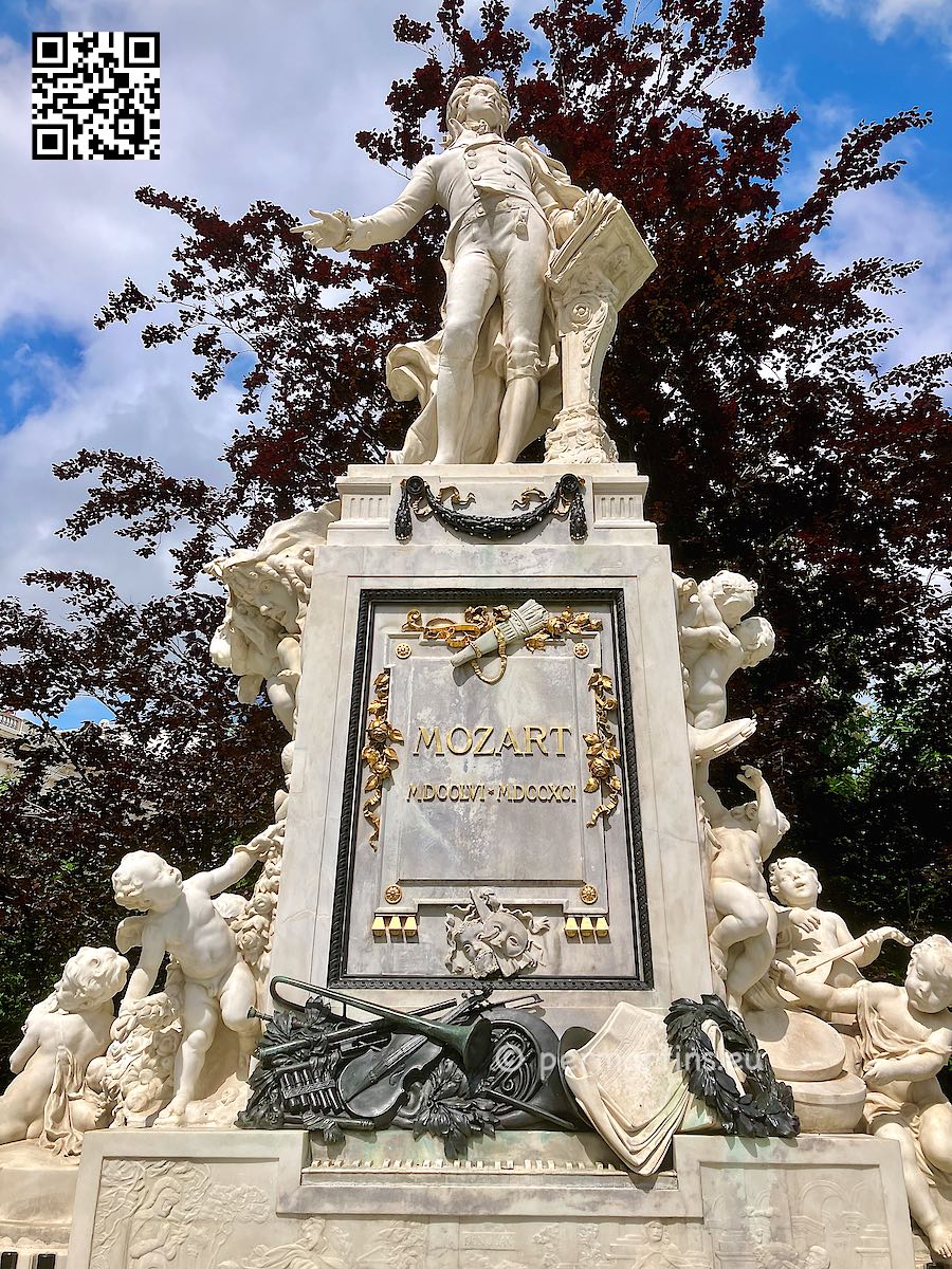Austria Vienna at Mozart monument and statue