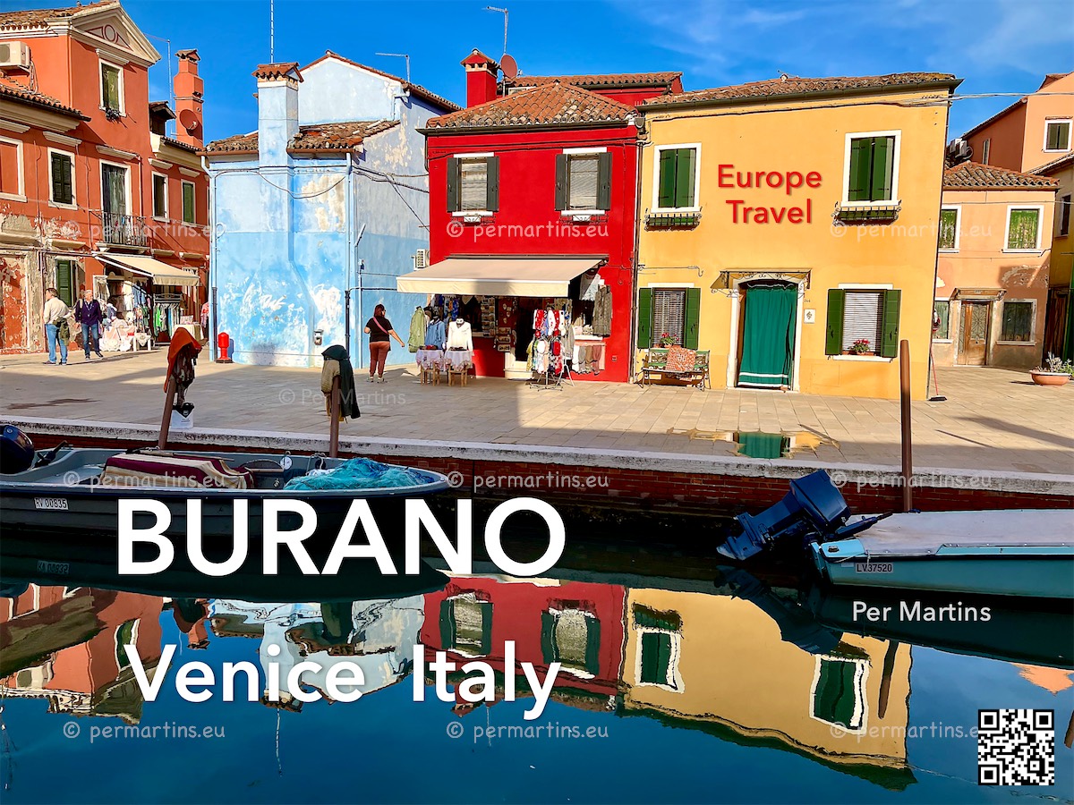 Burano Venice Italy eBook cover colorful houses canal