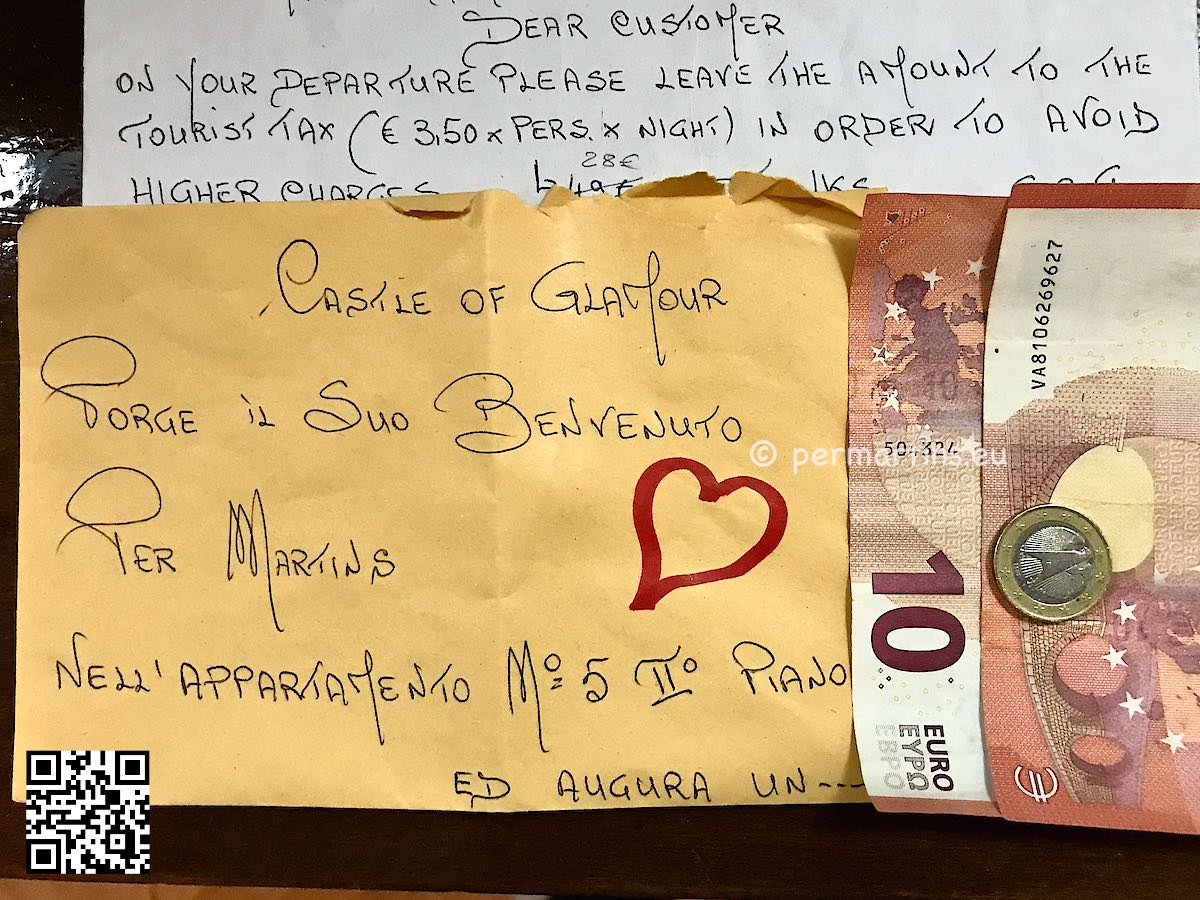 Italy Rome paying city tax cash for apartment