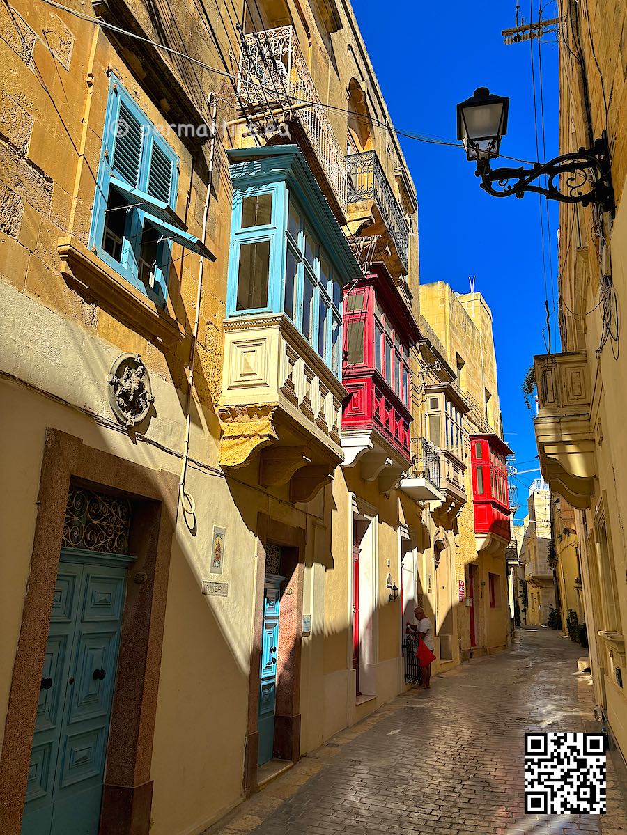 Malta Gozo Victoria Citta’ ir-Rabat street with balconies