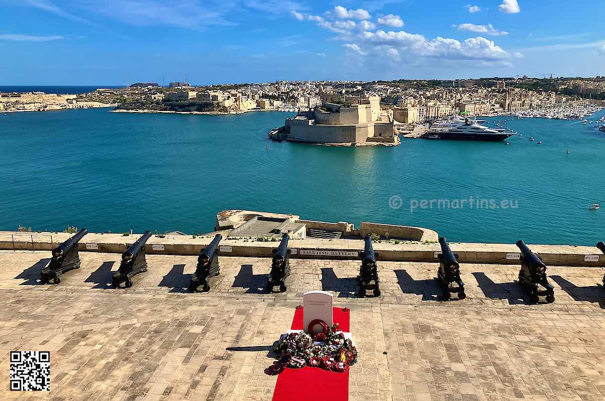 Malta Valletta Saluting Battery view over the harbour.